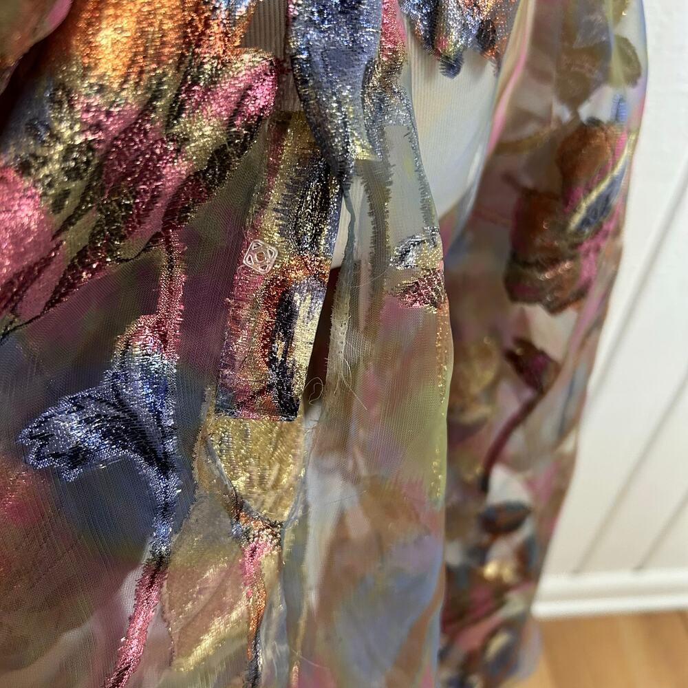 Vintage Victor Costa Organza Floral Coat Dress Designer Evening Formal Size 8 - Picture 9 of 13